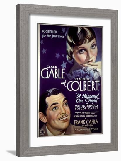 It Happened One Night, Clark Gable, Claudette Colbert, 1934-null-Framed Art Print