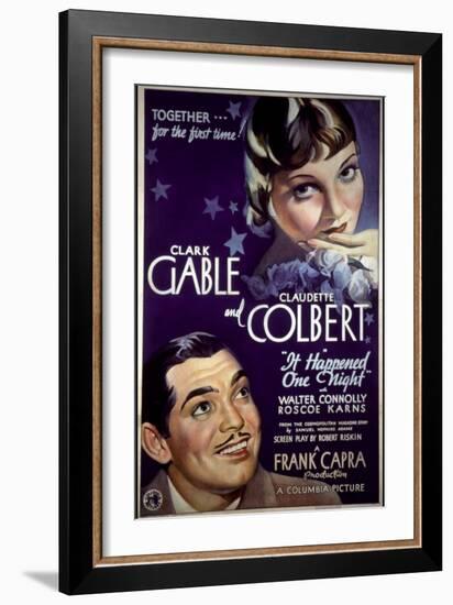 It Happened One Night, Clark Gable, Claudette Colbert, 1934-null-Framed Art Print