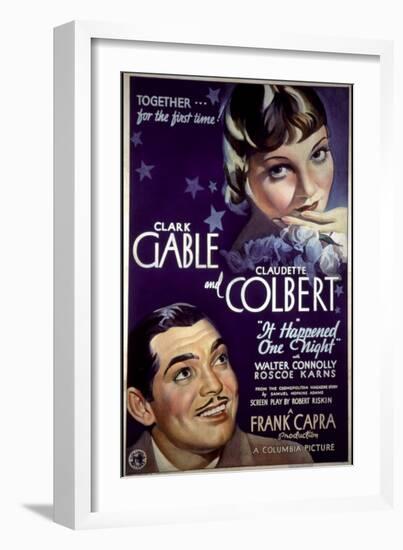 It Happened One Night, Clark Gable, Claudette Colbert, 1934-null-Framed Art Print