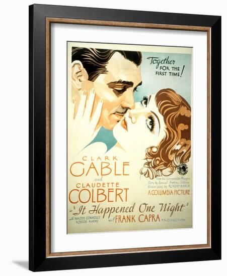 It Happened One Night, Clark Gable, Claudette Colbert, 1934-null-Framed Art Print