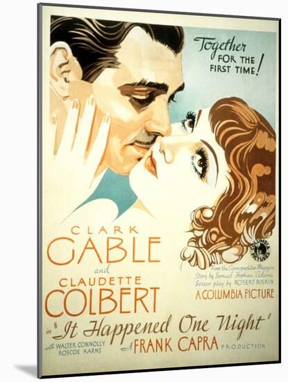It Happened One Night, Clark Gable, Claudette Colbert, 1934-null-Mounted Art Print