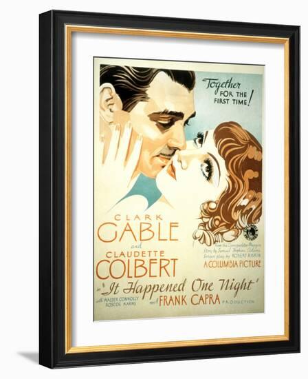 It Happened One Night, Clark Gable, Claudette Colbert, 1934-null-Framed Art Print