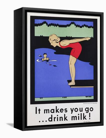 It Makes You Go...Drink Milk! Advertising Poster with Diver-null-Framed Premier Image Canvas