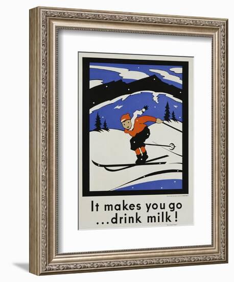 It Makes You Go...Drink Milk! Advertising Poster-null-Framed Giclee Print