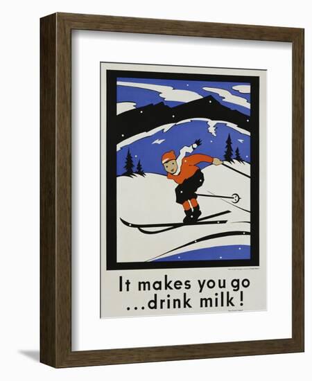 It Makes You Go...Drink Milk! Advertising Poster-null-Framed Giclee Print