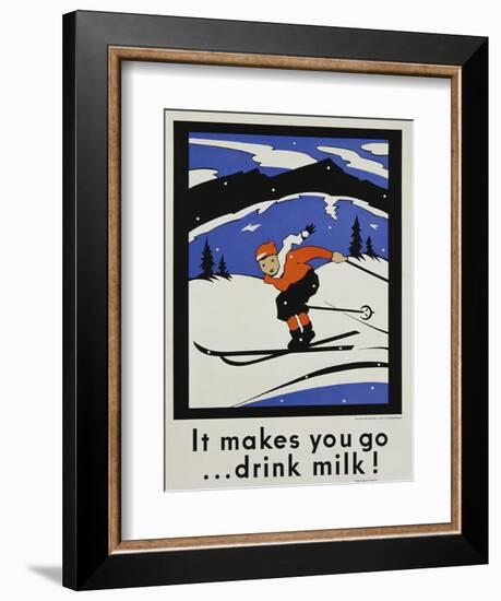 It Makes You Go...Drink Milk! Advertising Poster-null-Framed Giclee Print