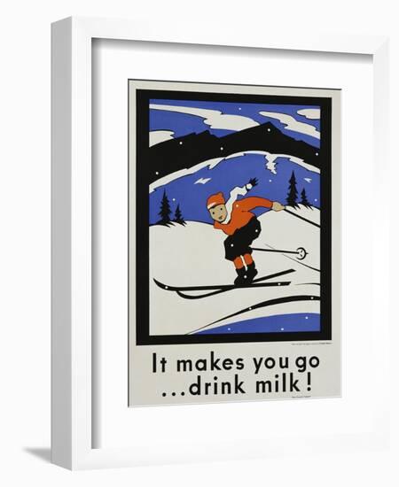 It Makes You Go...Drink Milk! Advertising Poster-null-Framed Giclee Print