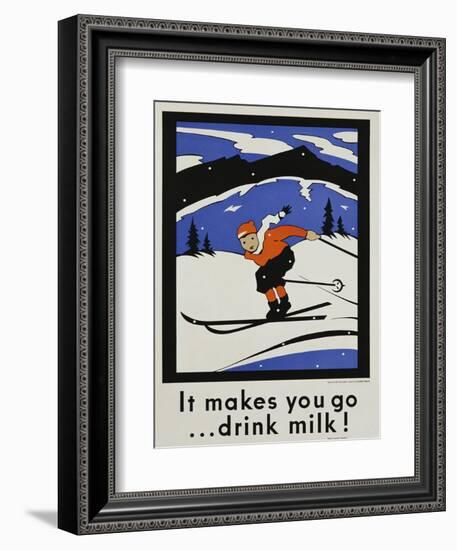 It Makes You Go...Drink Milk! Advertising Poster-null-Framed Giclee Print