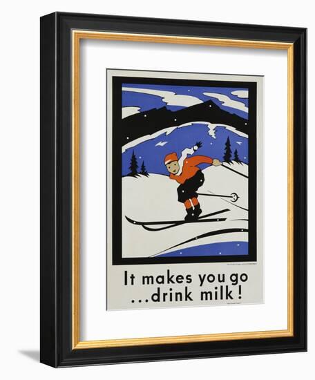 It Makes You Go...Drink Milk! Advertising Poster-null-Framed Giclee Print