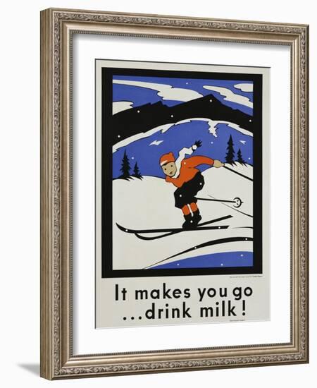 It Makes You Go...Drink Milk! Advertising Poster-null-Framed Giclee Print