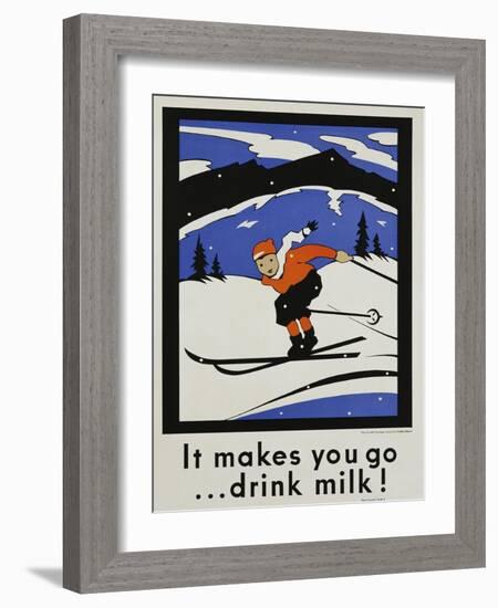 It Makes You Go...Drink Milk! Advertising Poster-null-Framed Giclee Print