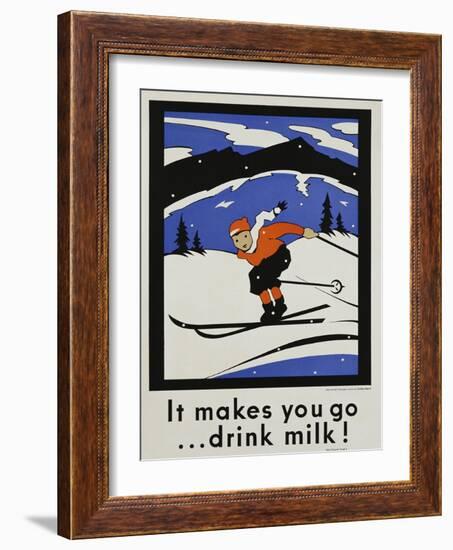 It Makes You Go...Drink Milk! Advertising Poster-null-Framed Giclee Print