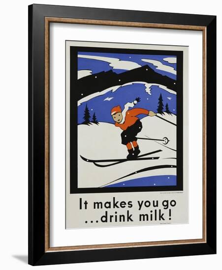 It Makes You Go...Drink Milk! Advertising Poster-null-Framed Giclee Print