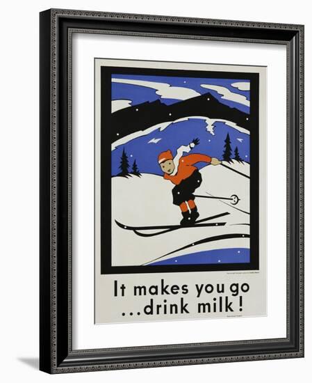 It Makes You Go...Drink Milk! Advertising Poster-null-Framed Giclee Print