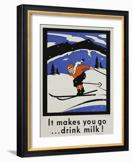 It Makes You Go...Drink Milk! Advertising Poster-null-Framed Giclee Print