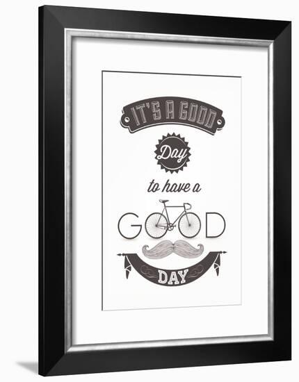 It'S A Good Day To Have A Good Day - Typographical Illustration Bicycle Poster-Melindula-Framed Art Print