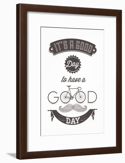 It'S A Good Day To Have A Good Day - Typographical Illustration Bicycle Poster-Melindula-Framed Art Print