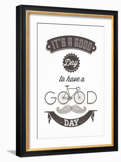 It'S A Good Day To Have A Good Day - Typographical Illustration Bicycle Poster-Melindula-Framed Art Print