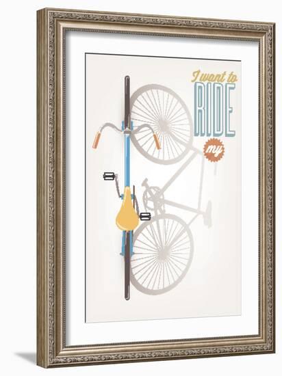 It'S A Good Day To Have A Good Day - Typographical Illustration Bicycle Poster-Melindula-Framed Art Print