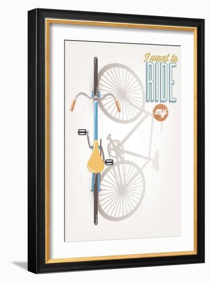 It'S A Good Day To Have A Good Day - Typographical Illustration Bicycle Poster-Melindula-Framed Art Print