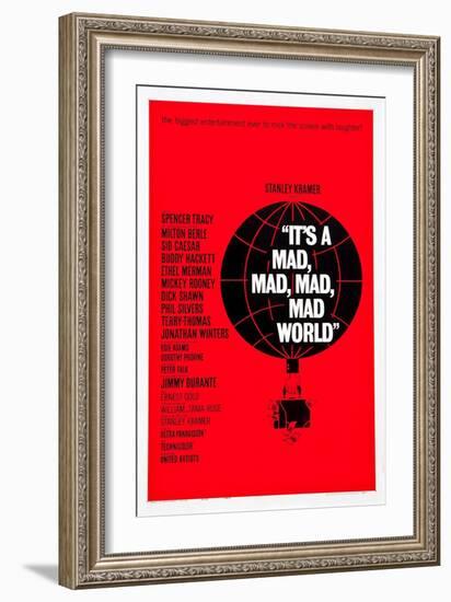 IT'S A MAD, MAD, MAD, MAD WORLD, poster art, 1963.-null-Framed Art Print