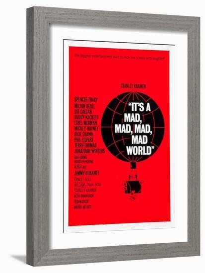 IT'S A MAD, MAD, MAD, MAD WORLD, poster art, 1963.-null-Framed Art Print