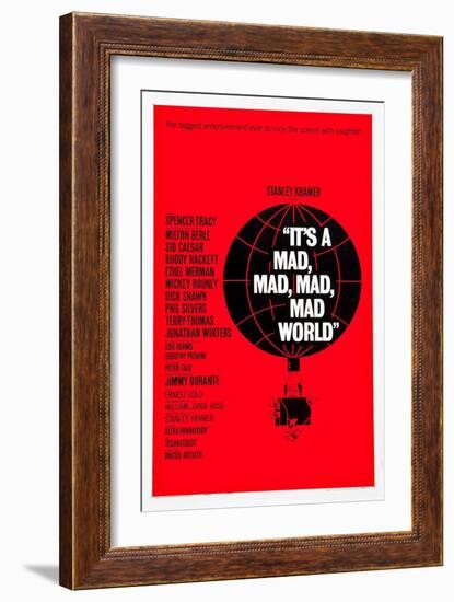 IT'S A MAD, MAD, MAD, MAD WORLD, poster art, 1963.-null-Framed Art Print