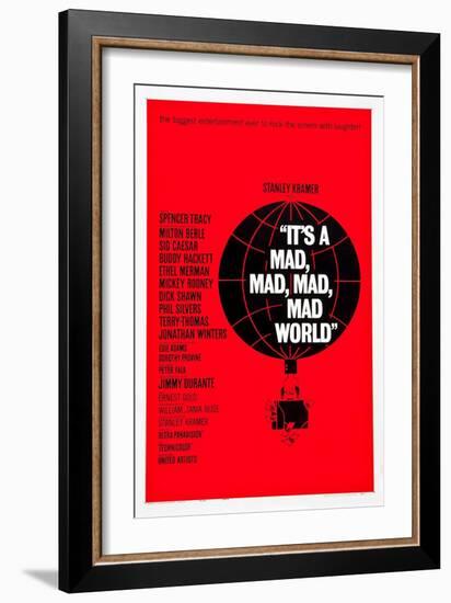 IT'S A MAD, MAD, MAD, MAD WORLD, poster art, 1963.-null-Framed Art Print