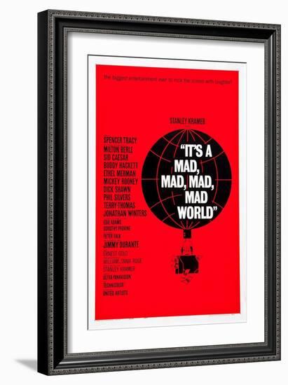 IT'S A MAD, MAD, MAD, MAD WORLD, poster art, 1963.-null-Framed Art Print