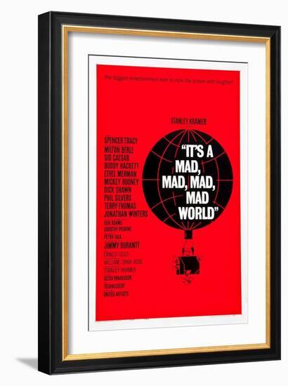 IT'S A MAD, MAD, MAD, MAD WORLD, poster art, 1963.-null-Framed Art Print