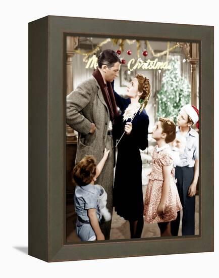 It's a Wonderful Life, Jimmy Hawkins, James Stewart, Donna Reed, CArol Coomes, Larry Simms, 1946-null-Framed Stretched Canvas