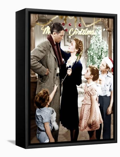 It's a Wonderful Life, Jimmy Hawkins, James Stewart, Donna Reed, CArol Coomes, Larry Simms, 1946-null-Framed Stretched Canvas