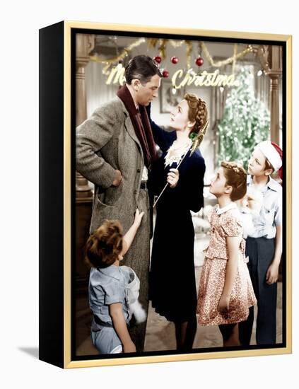 It's a Wonderful Life, Jimmy Hawkins, James Stewart, Donna Reed, CArol Coomes, Larry Simms, 1946-null-Framed Stretched Canvas