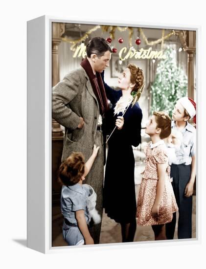 It's a Wonderful Life, Jimmy Hawkins, James Stewart, Donna Reed, CArol Coomes, Larry Simms, 1946-null-Framed Stretched Canvas