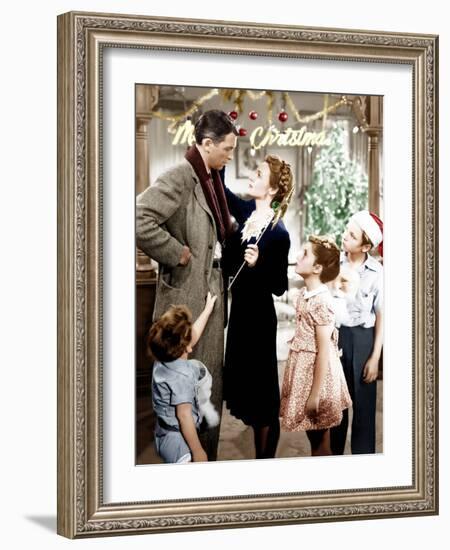 It's a Wonderful Life, Jimmy Hawkins, James Stewart, Donna Reed, CArol Coomes, Larry Simms, 1946-null-Framed Photo