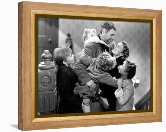 It's a Wonderful Life, Larry Simms, Jimmy Hawkins, James Stewart, Donna Reed, Karolyn Grimes, 1946-null-Framed Stretched Canvas