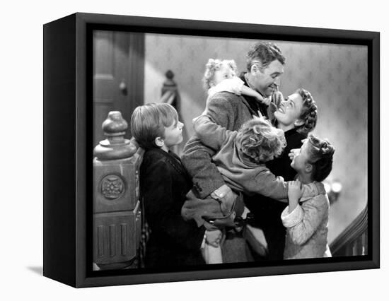 It's a Wonderful Life, Larry Simms, Jimmy Hawkins, James Stewart, Donna Reed, Karolyn Grimes, 1946-null-Framed Stretched Canvas