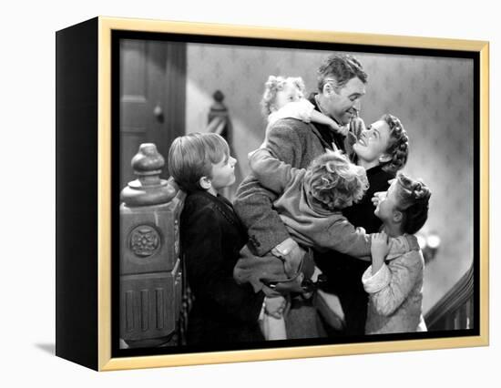 It's a Wonderful Life, Larry Simms, Jimmy Hawkins, James Stewart, Donna Reed, Karolyn Grimes, 1946-null-Framed Stretched Canvas