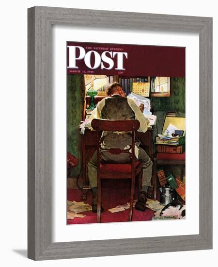 "It's Income Tax Time Again!" Saturday Evening Post Cover, March 17,1945-Norman Rockwell-Framed Giclee Print