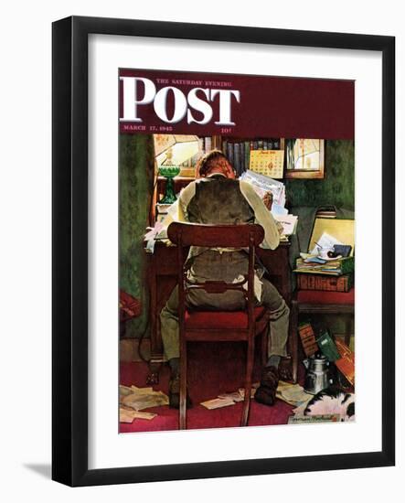 "It's Income Tax Time Again!" Saturday Evening Post Cover, March 17,1945-Norman Rockwell-Framed Giclee Print