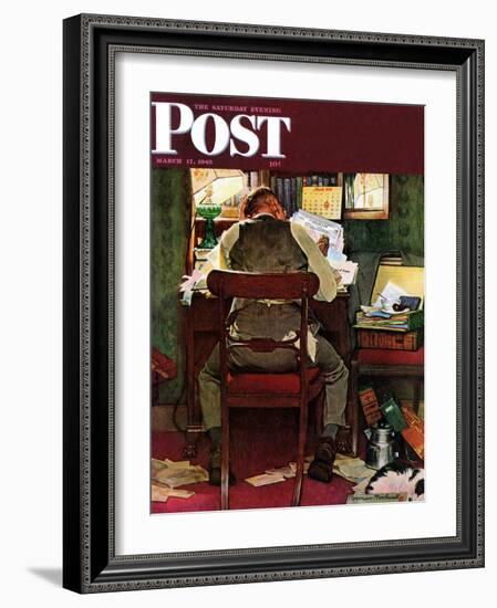 "It's Income Tax Time Again!" Saturday Evening Post Cover, March 17,1945-Norman Rockwell-Framed Giclee Print