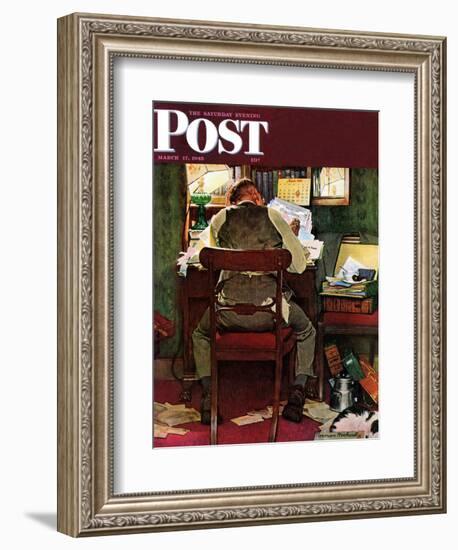 "It's Income Tax Time Again!" Saturday Evening Post Cover, March 17,1945-Norman Rockwell-Framed Giclee Print