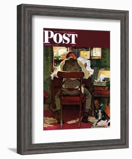 "It's Income Tax Time Again!" Saturday Evening Post Cover, March 17,1945-Norman Rockwell-Framed Giclee Print