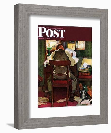 "It's Income Tax Time Again!" Saturday Evening Post Cover, March 17,1945-Norman Rockwell-Framed Giclee Print