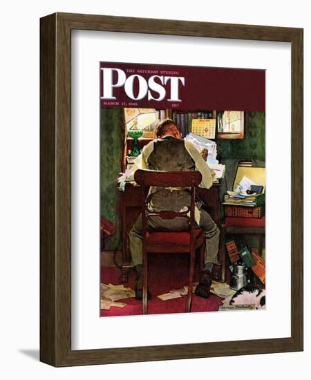 "It's Income Tax Time Again!" Saturday Evening Post Cover, March 17,1945-Norman Rockwell-Framed Giclee Print