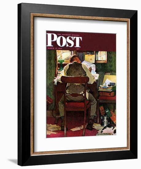 "It's Income Tax Time Again!" Saturday Evening Post Cover, March 17,1945-Norman Rockwell-Framed Giclee Print