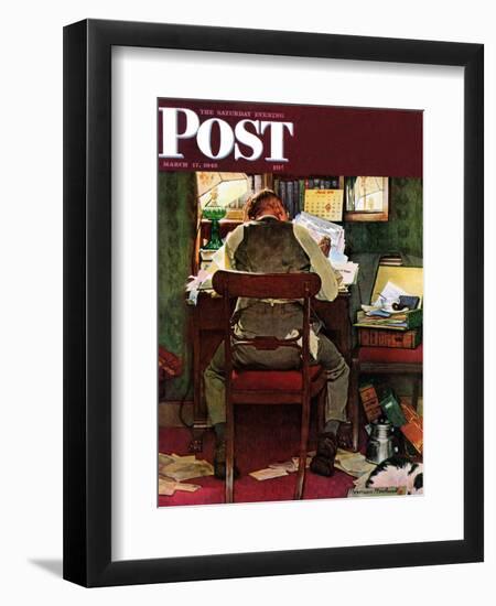 "It's Income Tax Time Again!" Saturday Evening Post Cover, March 17,1945-Norman Rockwell-Framed Giclee Print