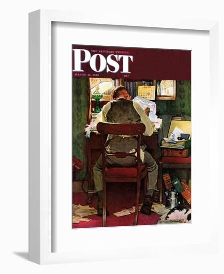 "It's Income Tax Time Again!" Saturday Evening Post Cover, March 17,1945-Norman Rockwell-Framed Giclee Print