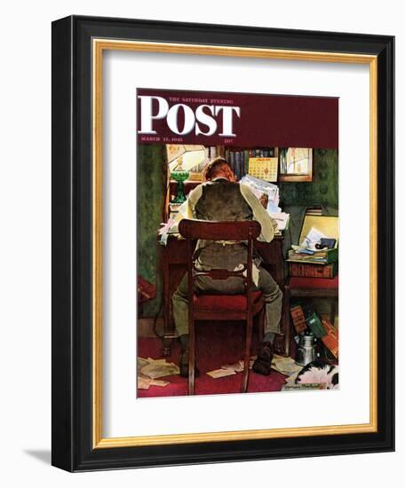 "It's Income Tax Time Again!" Saturday Evening Post Cover, March 17,1945-Norman Rockwell-Framed Giclee Print