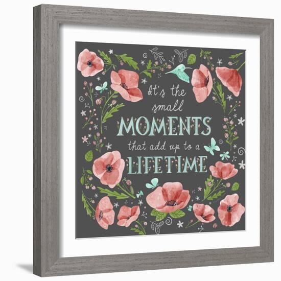 It's the Small Moments on Charcoal-Heather Rosas-Framed Art Print